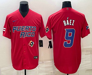 Men's Puerto Rico Baseball #9 Javier Baez 2023 Red World Baseball Classic Stitched Jerseys,We sell and wholesale Men's Puerto Rico Baseball #9 Javier Baez 2023 Red World Baseball Classic Stitched Jerseys on line form chian!